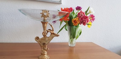 Skulptur # Objekt # Steinbock Messing mit Glasschale # Paris # NEU NP429 EUR