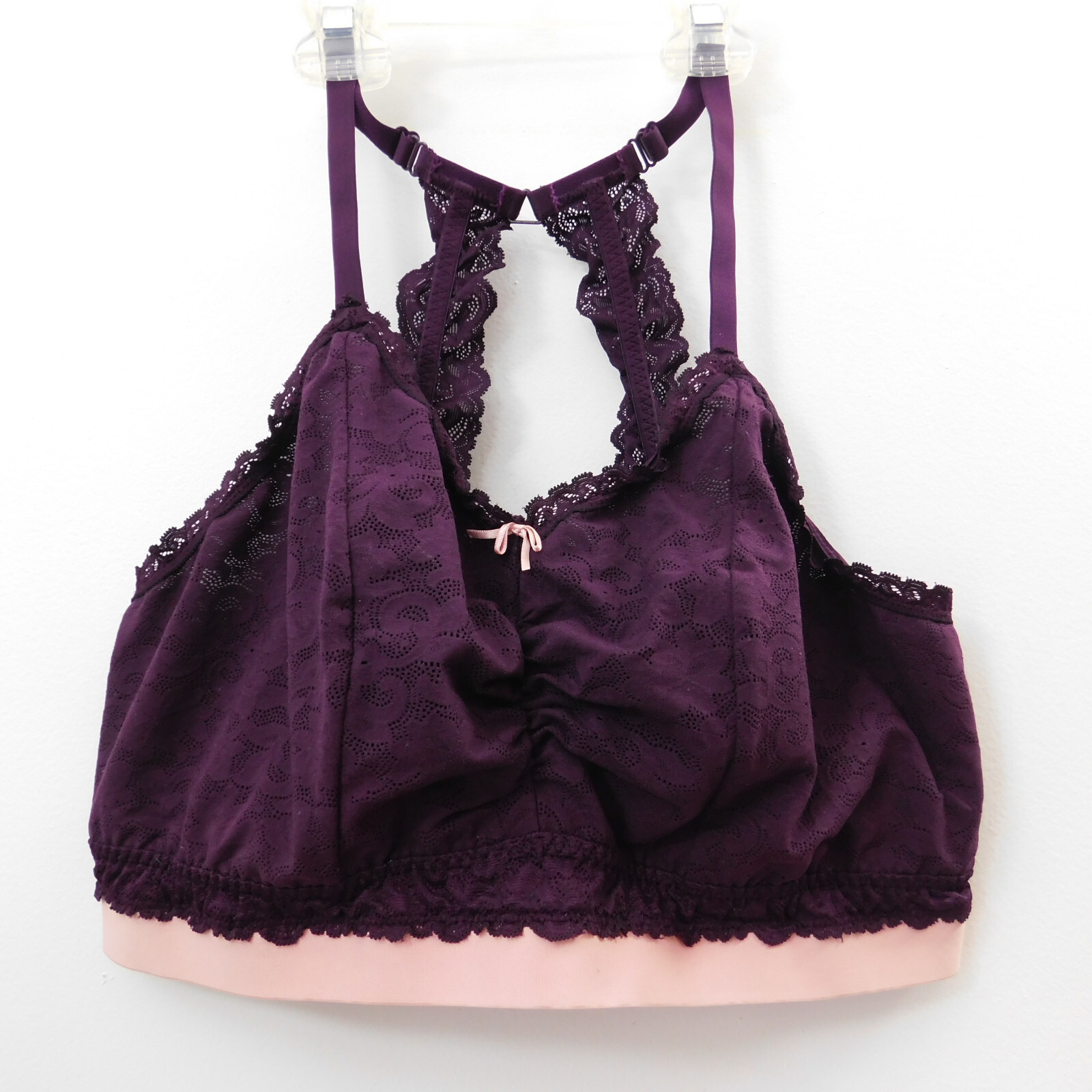 CACIQUE Bralette Bra Wirefree Support 118641 Purple Pink Stretch Lace Plus 18 20-image