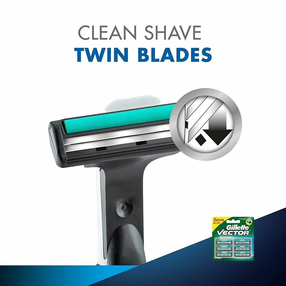 Gillette Vector - Atra Plus Razor Handle with 2 Blade Cartridge NIB - Free Ship - Image 4 of 4