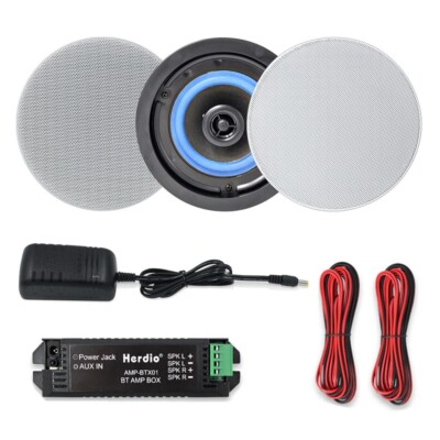 Herdio 4'' 160W Kitchen Bluetooth Ceiling Speakers Flush 2-Way For Bedroom Home