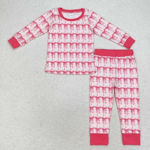Toddler Girls Sister Pink Bow Coquette Adorable Sleep Wear Pajama Set+ Romper - Picture 11 of 21