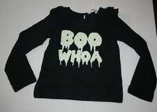 New H M Girls 6 8 Year Halloween Boo Whoa Ruffle Sweatshirt Top Glows In Dark