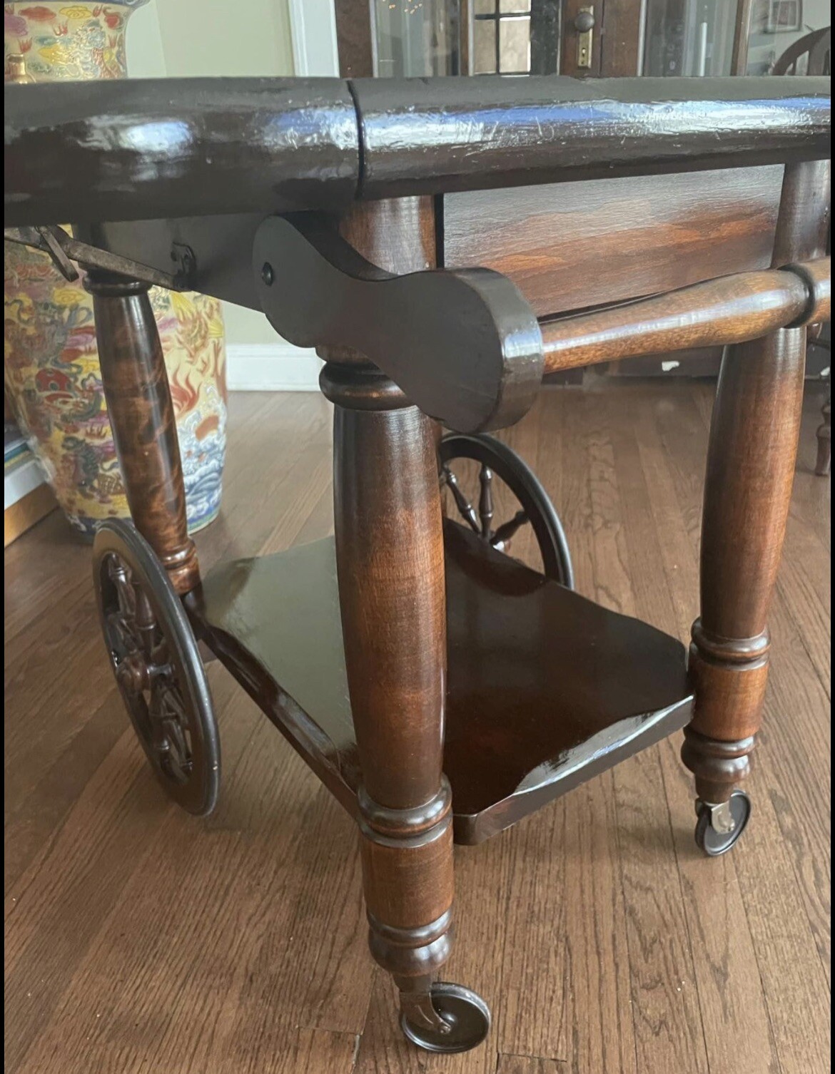 Vintage Walter of Wabash Bar Cart / Tea Cart Drop Leaf Table RARE