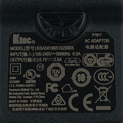 NEW Original Ktec KSAS0180510250D5 AC Adaptor P1917 Power Supply 5.1V 2.5A OEM - Picture 2 of 7