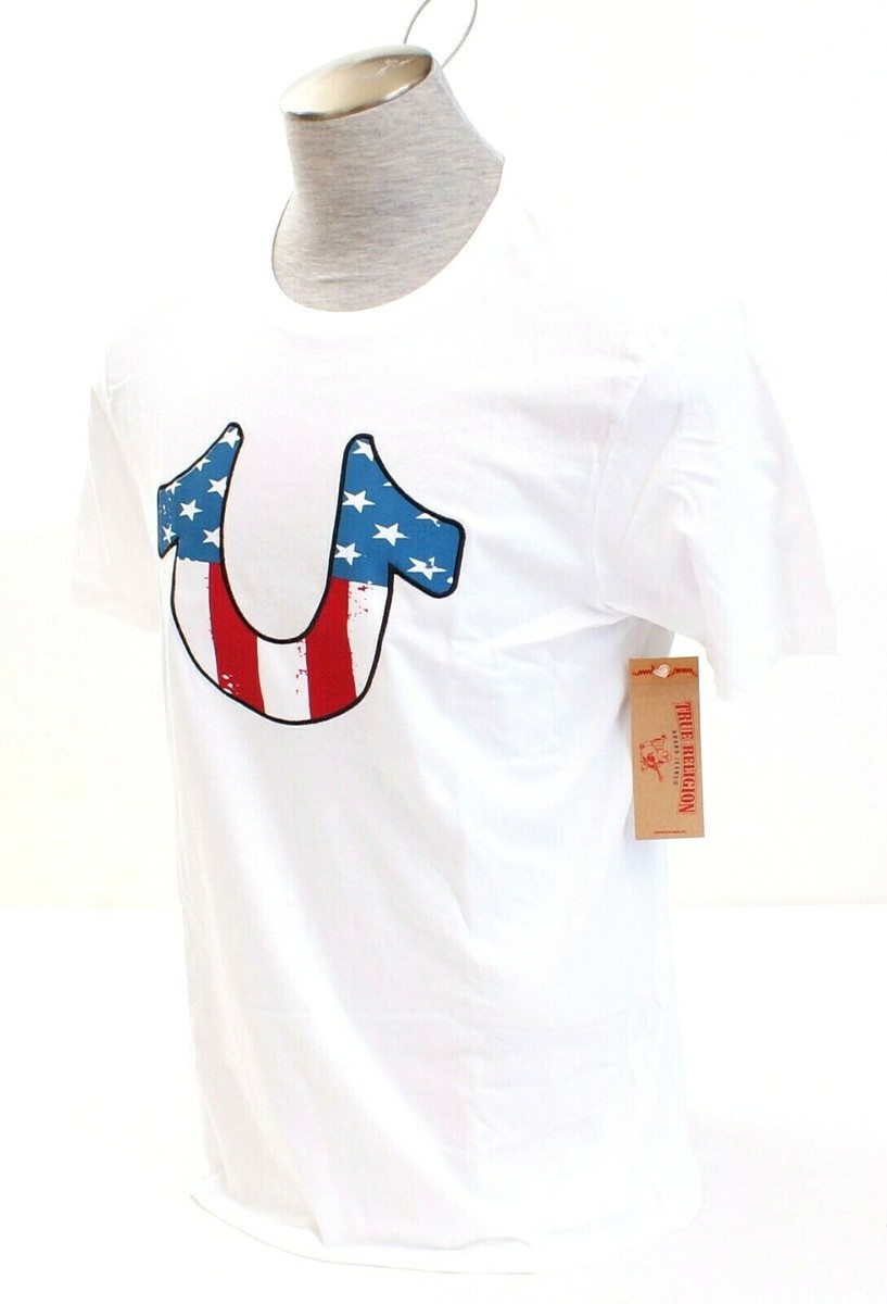 True Religion White Patriot Logo Short Sleeve Tee Shirt T