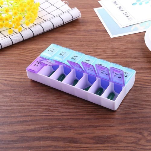 Weekly Pill Case 14 Grids 7 Days Medicine Tablet Dispenser Organizer Pill Box Fo - Picture 7 of 10