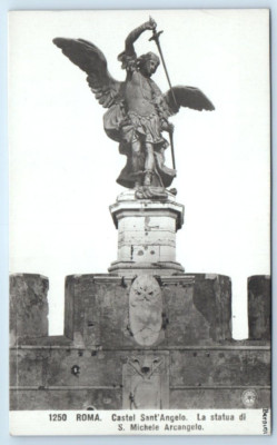 RPPC Castel S. Angelo - La Statua di S. Michele Arcangelo - Rome ITALY Postcard