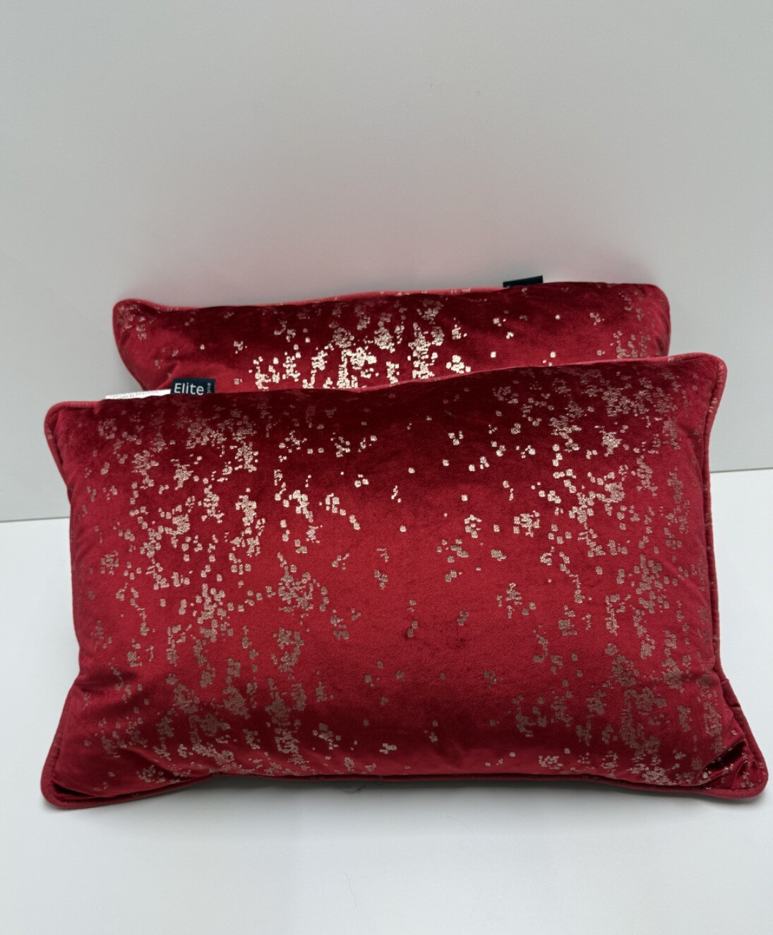 Set of 2 pillows,feather pillows, red color, very pleasant to the touch fabric