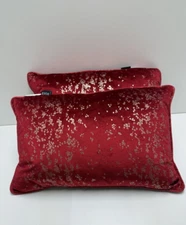 Set of 2 pillows,feather pillows, red color, very pleasant to the touch fabric