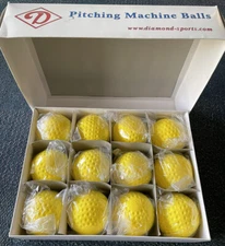 Lot of 12 Diamond Dimpled Pitching Machine Softballs Yellow New In Box DPM-12 A9
