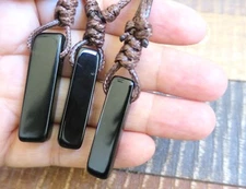 Men's Crystal Necklace, Natural Black onyx Slab Stone Necklace, gemstone