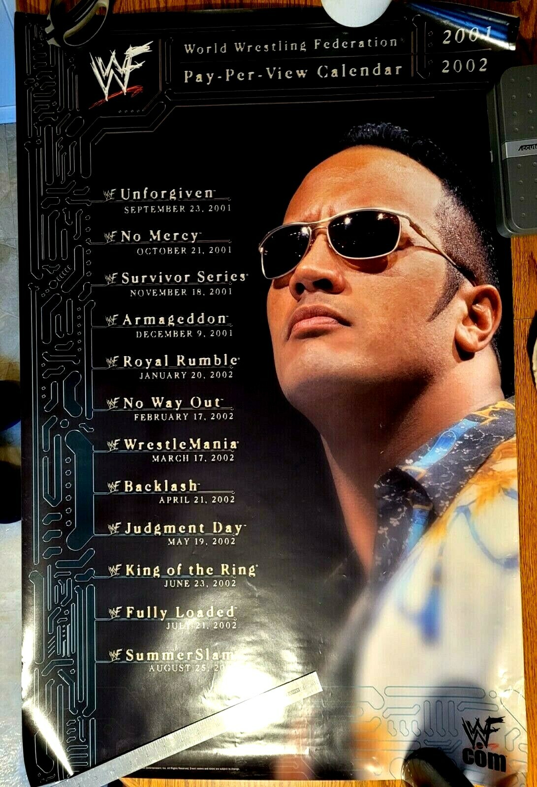 REALLY RARE!! 39" X 27" VINTAGE WWF 2001-2002 PPV CALENDAR "THE ROCK"  POSTER GUC | eBay