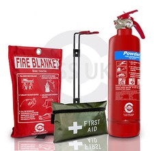1KG POWDER FIRE EXTINGUISHER WITH BLANKET &1ST AID KIT FOR HOMES OFFICE KITCHENS