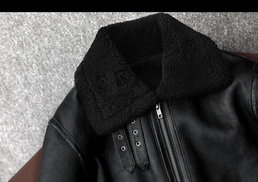 RAF B3 Bomber Jacket for Men - 100percent Real Leather Aviator Flying Shearling Fur image 4