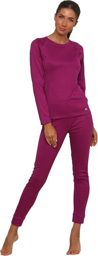 Women's Thermal Base Layer Winter Set Underwear Sports Fitness Workout 2pc Purpl - 第 1/10 張圖片