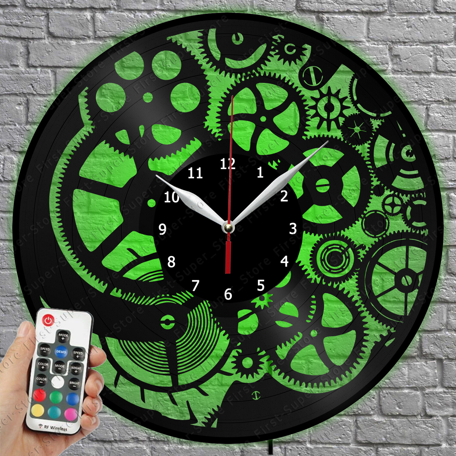 LED Clockwork Vinyl Record Wall Clock with LED Light 1401