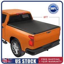 8ft Roll Up Tonneau Cover W Lamp For 07-13 Chevy Silverado Gmc Sierra Truck Bed