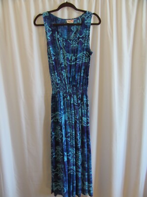 Reds Threads Batik Tank Top Sundress Hawaiian Stretch Pullover Pockets Size Med