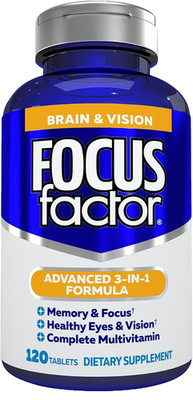 Focus Factor Adults Brain & Vision Advanced 3IN1 Formula, (120 Tablets)