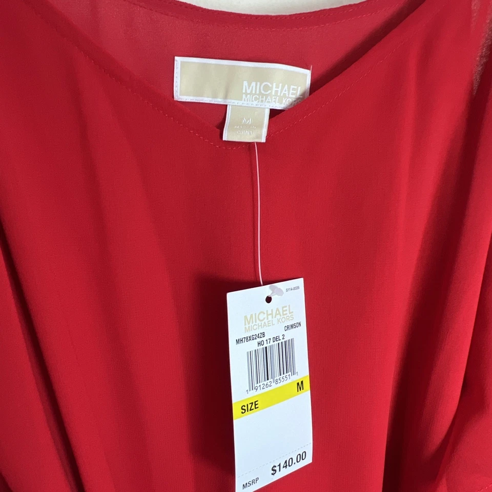 Vestido Michael Kors Rojo Gasa Nuevo con Etiquetas Talla Mediana  Foto 2 de 4