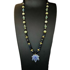 Retro Maple Leaf Pendant Beaded Crystal Necklace Exquisite Jewelry Birthday Gift
