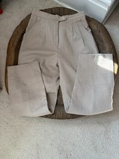 Vintage Dumas oatmeal wool-blend pleated tapered women's trousers READ