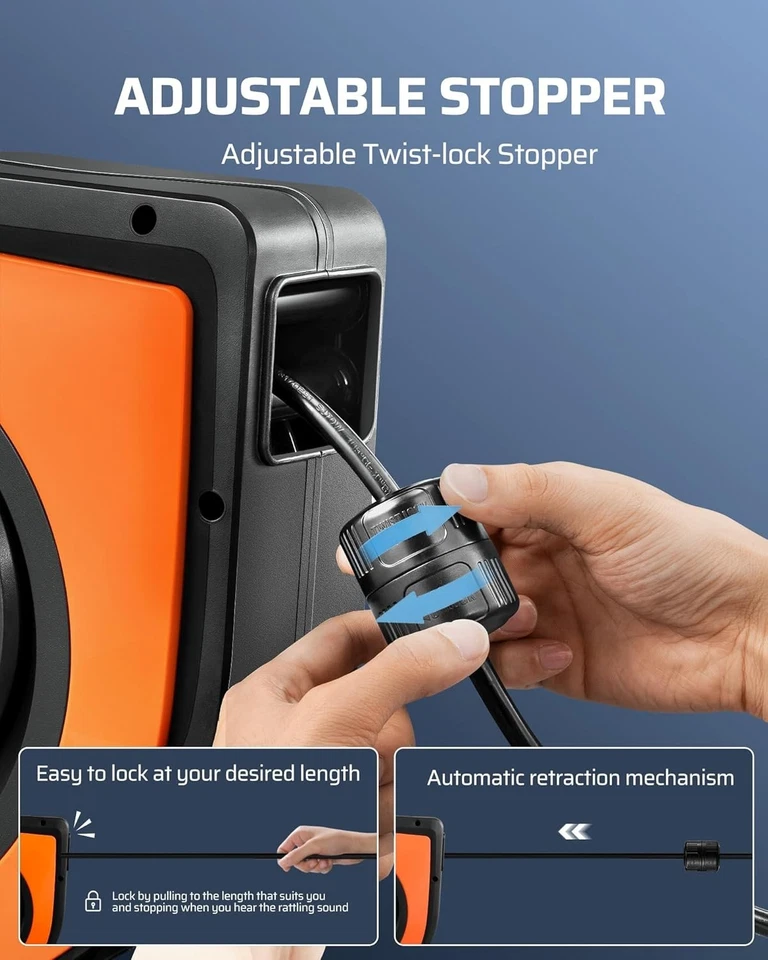 SJTOW 60FT Retractable Extension Cord Reel - 6 Grounded Outlets for Efficiency - Image 4 of 4