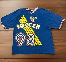 Vintage 1998 USA Soccer World Cup Shirt Ribbed Knit Neck & Sleeve 90’s Y2K RARE!