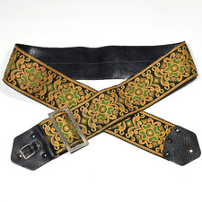 RARE: Ultra-Wide Embroidered Guitar Strap, Metal Buckle, Japan 1970s - STUNNING 