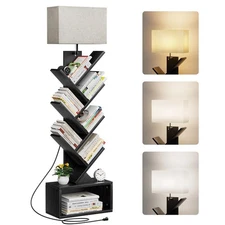 Evermagin 6 Tier Tree Bookshelf with Light, Narrow Bookcase Tower, Tall Floor...