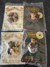 Lot of 4 Vintage Boyds Bears Resin Pins Bearwear Floral NIP 2002 2004