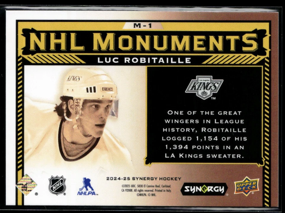 2024-25 Upper Deck Synergy NHL Monuments #M-1 Luc Robitaille - Image 2 of 2