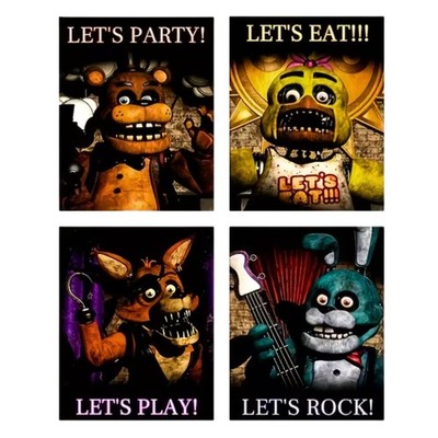 FNAF-Poster 30x40 cm Freddie Chica Foxy Five Nights Wandset mit 4 Postern