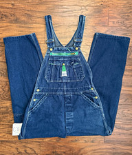 Vintage Liberty Denim Bib Overalls 30x28 Green Zipper USA Workwear 90s