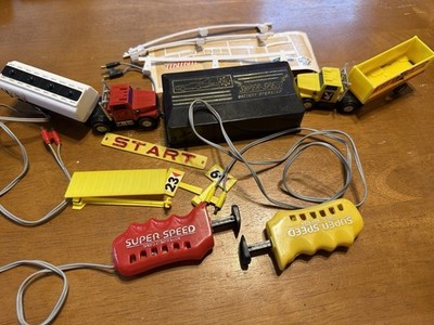  Vintage 1980s Super Speed Semi Truck Slot Car Lot Mobil SeaLand Trucks Parts