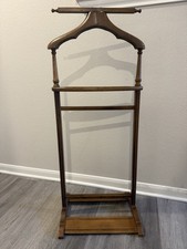 Vintage MCM Wood Gentleman's Butler Valet Stand Clothes Suit Hanger Rack 973