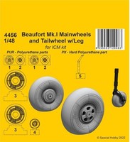 Cmk 129-4456 - 1:48 Beaufort Mk.I Mainwheels And Tailwheel W/Leg - Neu