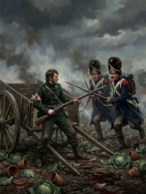 Waterloo 1815 Die Briten verteidigen Hugomont Hill 10 x 8 Zoll Druck.