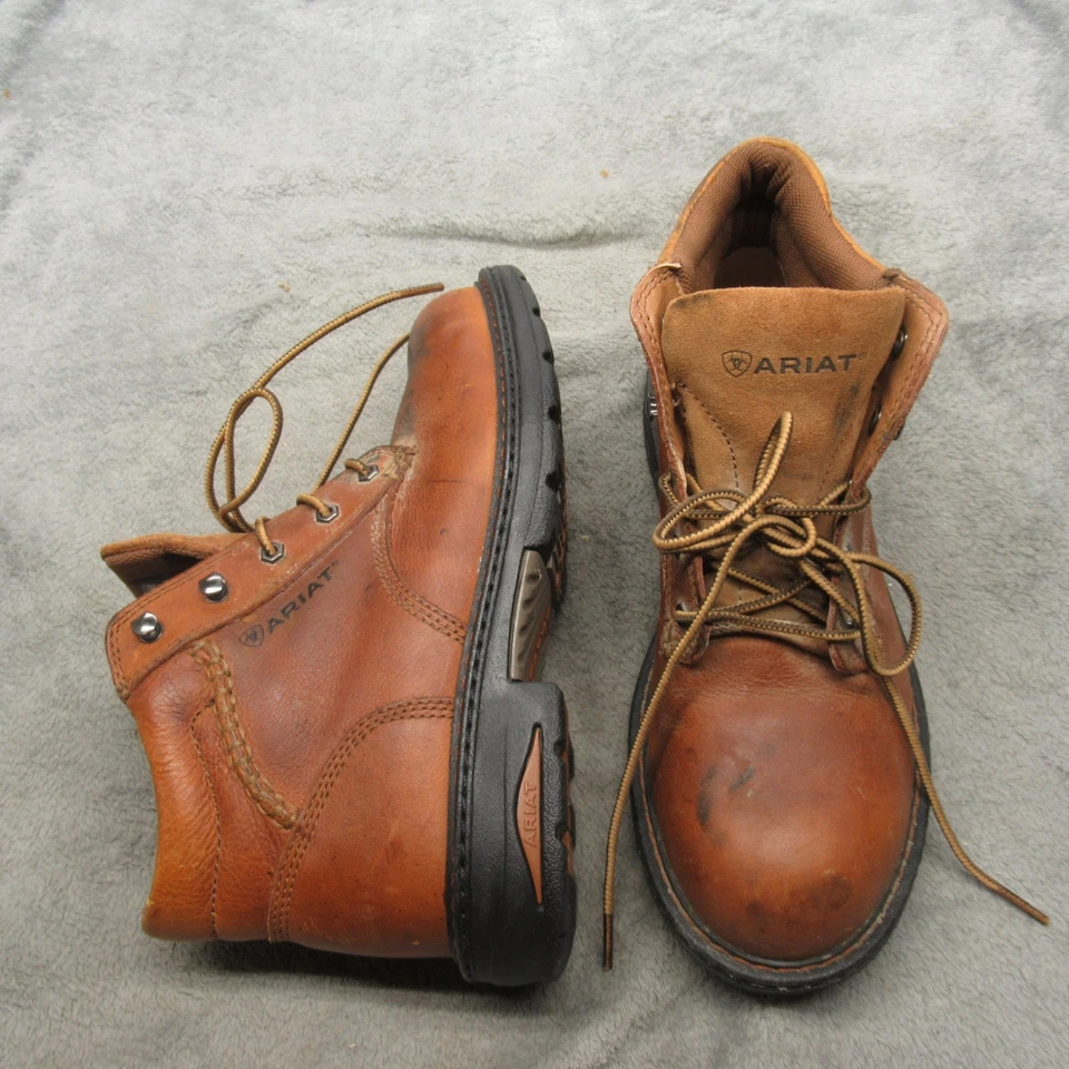 Ariat Mujer Macey Botas de Trabajo 9 Marrón Cuero Compuesto Puntera Con Cordones Combate Foto 2 de 4