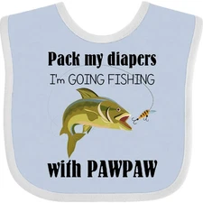Inktastic Pack My Diapers I'm Going Fishing With Pawpaw Baby Bib Loves Me Child