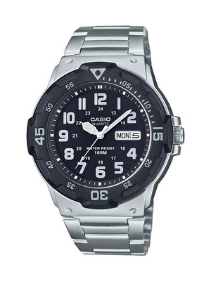 Casio Men's Diver Style Black Dial Stainless Steel Watch