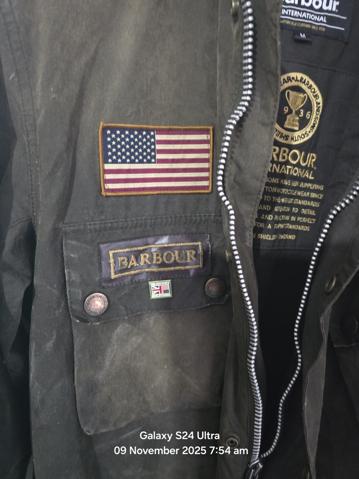 Rare Barbour International Distressed Wax Mens Jackets Size M image 10
