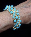 K.J.L. KENNETH J. LANE 1960s Turquoise Cabochon and Pave Hinged Bangle Bracelet — photo 9