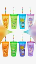 Brand New Rainbow Brite Color-Changing Acrylic Travel Cup Set Of 4 Reusable 