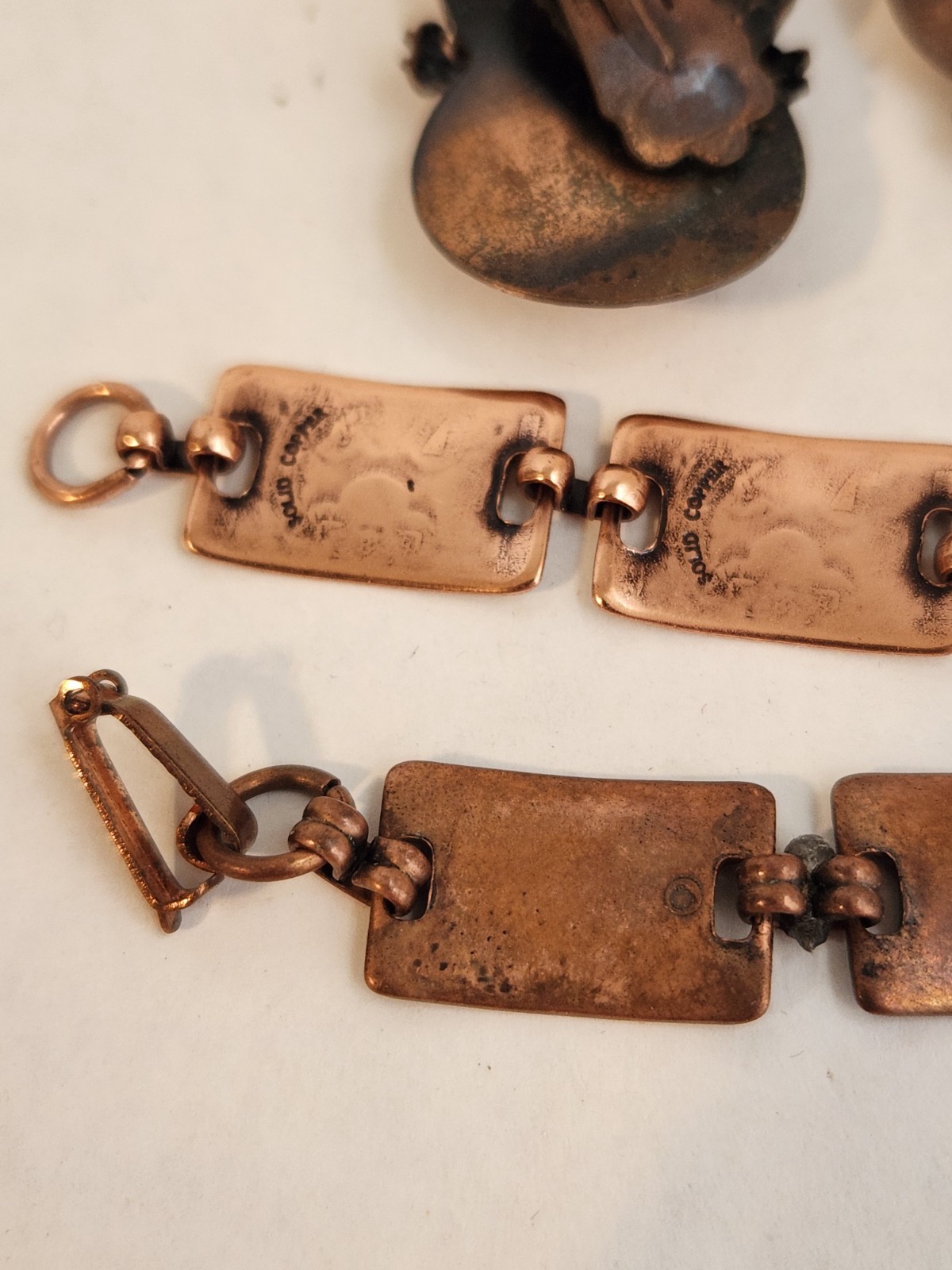 Vintage Solid Copper Bracelets Pins Earrings Copp… - image 8