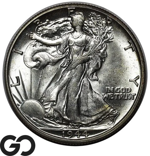 1944-D Walking Liberty Half Dollar, Solid Gem BU++