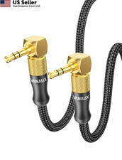 VANAUX 90 Degree Right Angle Aux Cable Male to 3.5mm Audio 1.5 ft, Black