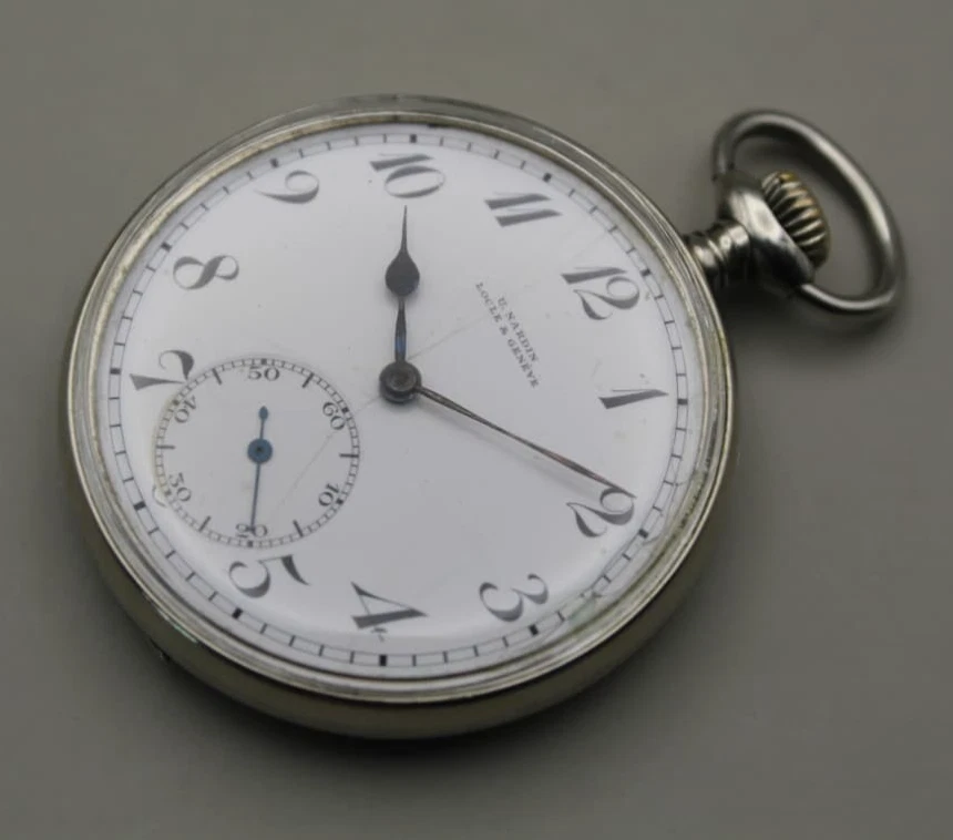Ulysse Nardin Locle & Geneve Open face Pocket watch 50mm watch with enamel dial - Image 2 of 4