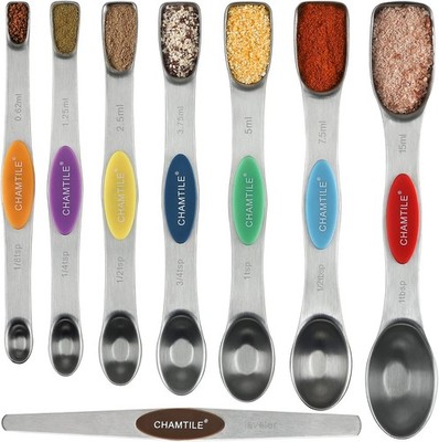 Magnetic Measuring Spoons Set of 8  Sided Stainl Steel Measuring
