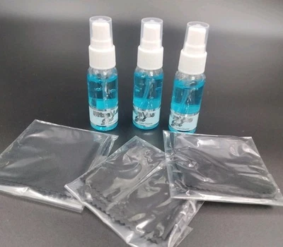 ULTRAVUE Eyeglass Gel Lens Cleaner Spray Kit - 3 x 1oz & 3 150mm Cleaning Cloths
